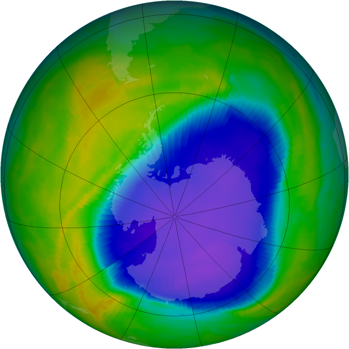 Antarctic ozone map for 20 October 1997